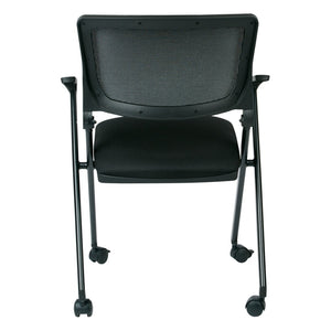 OSP Home Furnishings Folding Chair with Mesh Back Cushioned Seat and Metal Frame for Office or Conference Use FC8483-231