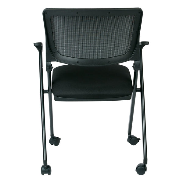 OSP Home Furnishings Folding Chair with Mesh Back Cushioned Seat and Metal Frame for Office or Conference Use FC8483-231