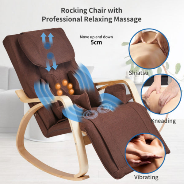 English Elm Full Massage Recliner Chair with Air Pressure, 6 Modes, Heat & 9 Airbag Hip Massage, Brown Linen W2297P253509