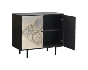 Sunpan Arlington Sideboard - Unique Patina Finish with Black Iron Frame, Handcrafted by Skilled Artisans Small - 37W x 19D x 32.5H