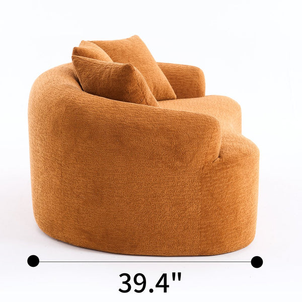 English Elm LY-025S Curved Loveseat Compact 65" Space-Saving Chenille Upholstery, 30D Foam+Spring Comfort Orange W2231P261292