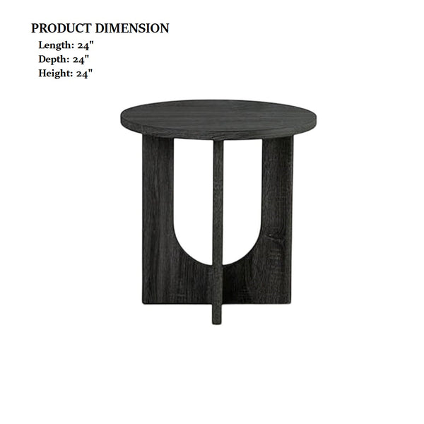 English Elm Contemporary 3-Piece Round Table Set: Stylish Coffee & End Tables With Cross-Arch Base In Gray Finish B2741P395102