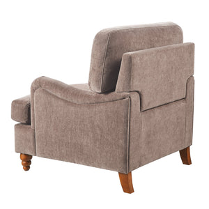 English Elm Candor Overstuffed Accent Chair with English Roll Arms and Walnut Turned Legs Brown B050P466462