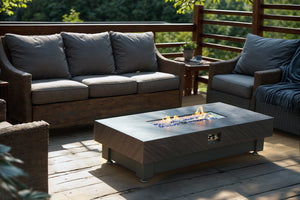 English Elm 60-INCH Modern Fire Pit Table with Stainless Steel Burner, Rain Cover, Propane Heater for Patio Gatherings Black,Stone Gray W3131P333709