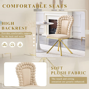 English Elm Set of 2 Velvet Bubble Backrest Dining Chairs with Gold Legs Sculptural Glam Seating W3875P370842
