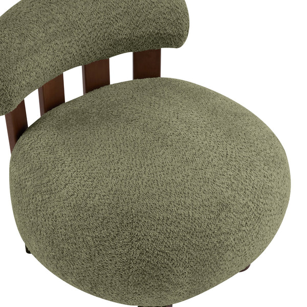 English Elm Christopher Knight Home® - Modern Boucle Accent Chair with Plush Rounded Silhouette, Solid Wood Frame, Cozy Reading Seat Olive Green,Walnut 29 L x 28.5 W x 21.85 H N776P278240S