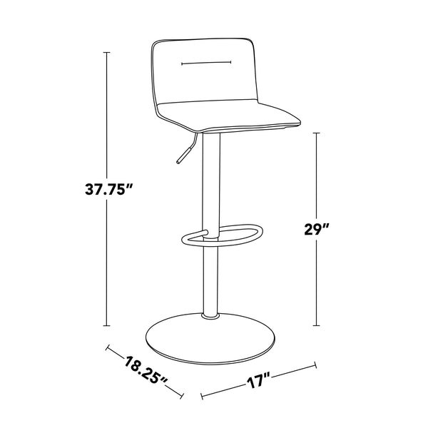 English Elm Adjustable Velvet Swivel Barstools with Chrome Base for Kitchen or Home Bar Set of 2 B202S01964