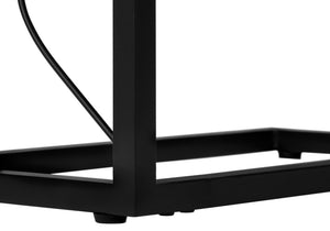 English Elm Accent Table - Modern C-Shaped Design With White Marble Look Top & Black Metal Base For Any Room B2710P219255
