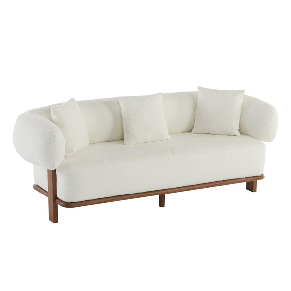 English Elm Round Arm Curved Sofa Plush Upholstered Mid-century Living Room Lounge Seating Beige N771P270523M