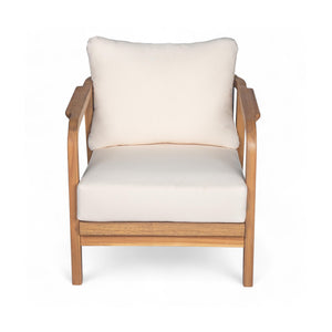 English Elm Christopher Knight Home® - 28" Outdoor Lounge Chair With Woven Backrest, Weather-Resistant Cushions & Solid Wood Frame For Patios N767P255015T