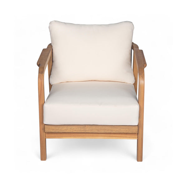 English Elm Christopher Knight Home® - 28" Outdoor Lounge Chair With Woven Backrest, Weather-Resistant Cushions & Solid Wood Frame For Patios N767P255015T