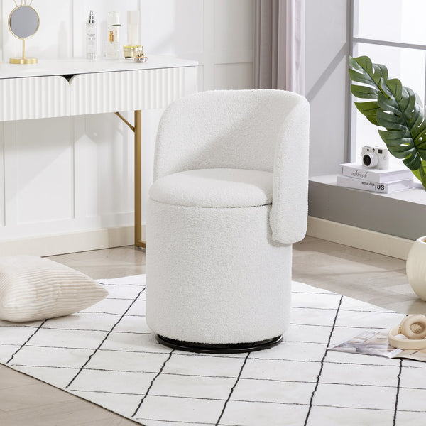 English Elm Stylish Barrel Swivel Accent Chair Upholstered Seat with Storage for Vanity or Dining W3248P424634