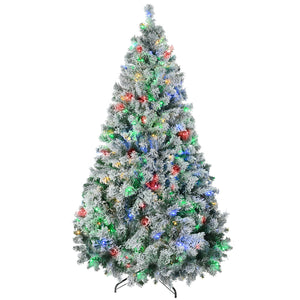 English Elm Homcom 6Ft Prelit Artificial Christmas Tree With 607 Snow-Flocked Branches & 350 Led Lights Option W2225P249642