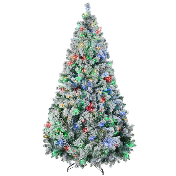 English Elm Homcom 6Ft Prelit Artificial Christmas Tree With 607 Snow-Flocked Branches & 350 Led Lights Option W2225P249642