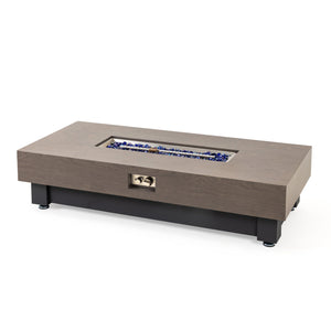 English Elm 60-INCH Modern Fire Pit Table with Stainless Steel Burner, Rain Cover, Propane Heater for Patio Gatherings Black,Walnut W3131P333699