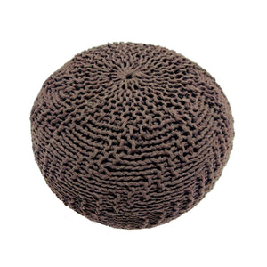 English Elm Christopher Knight Home® - HAZEL Pouf Modern Knit Weave Fabric Ottoman Stool — Textured Round Accent Seat, 20" x 14" Sized Light Brown 60495.00BEI