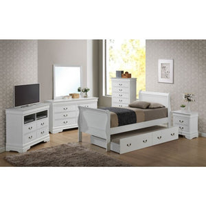 English Elm Elegant White Twin Storage Bed with Under-Bed Drawers, 44"H x 41"W x 87"D, Durable Particleboard Finish B078S00387