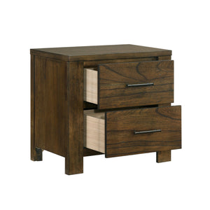 English Elm 1pc Sullivan Oak Finish Nightstand with 2 Drawers Rustic Wire-Brushed Mindy Veneer Bedroom Accent B011P207856