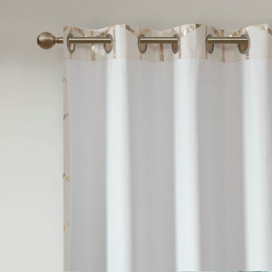 English Elm Total Blackout Metallic Raina Grommet Curtain Panel Pair 50x84 100% Blackout Gold Geometric Ivory Elegance B035129662