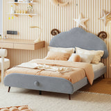 Full Size Upholstered Platform Bed with Sheep-Shaped Headboard