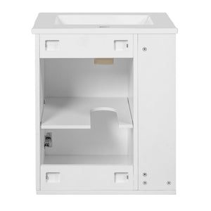 English Elm 20" Floating Bathroom Vanity with Ceramic Sink Soft Close Door and Open Side Shelf N710P332058K