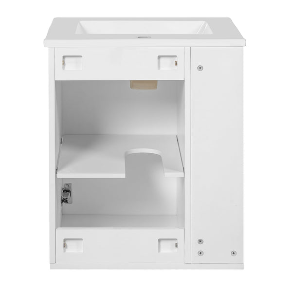 English Elm 20" Floating Bathroom Vanity with Ceramic Sink Soft Close Door and Open Side Shelf N710P332058K