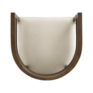 English Elm Christopher Knight Home® - DINING Chair Set of 2 with Rattan Round Back and Upholstered U‑Seat, Wood Frame, Contemporary Style Beige,Walnut N771P192287T