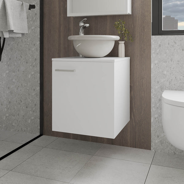 English Elm FM Modern Floating Bathroom Vanity with Integrated Sink and Soft-Close Door for Sleek Storage White 26.4 L x 22.4 W x 11.4 H B128P293879