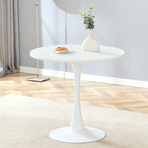 English Elm 31.9"hourglass-shaped Round Table White Mdf Top Nordic Style for Dining or Office W1151P256807