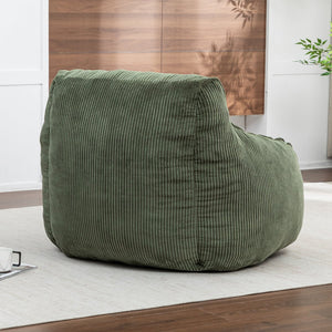 English Elm Giant Corduroy Bean Bag Sofa with Armrests Foam Filled Cozy Adult Lounge Chair Green W2200P442802