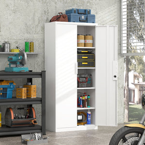 English Elm 70-inch Steel Locking Storage Cabinet with Adjustable Shelves for Office Filing T3625P400652