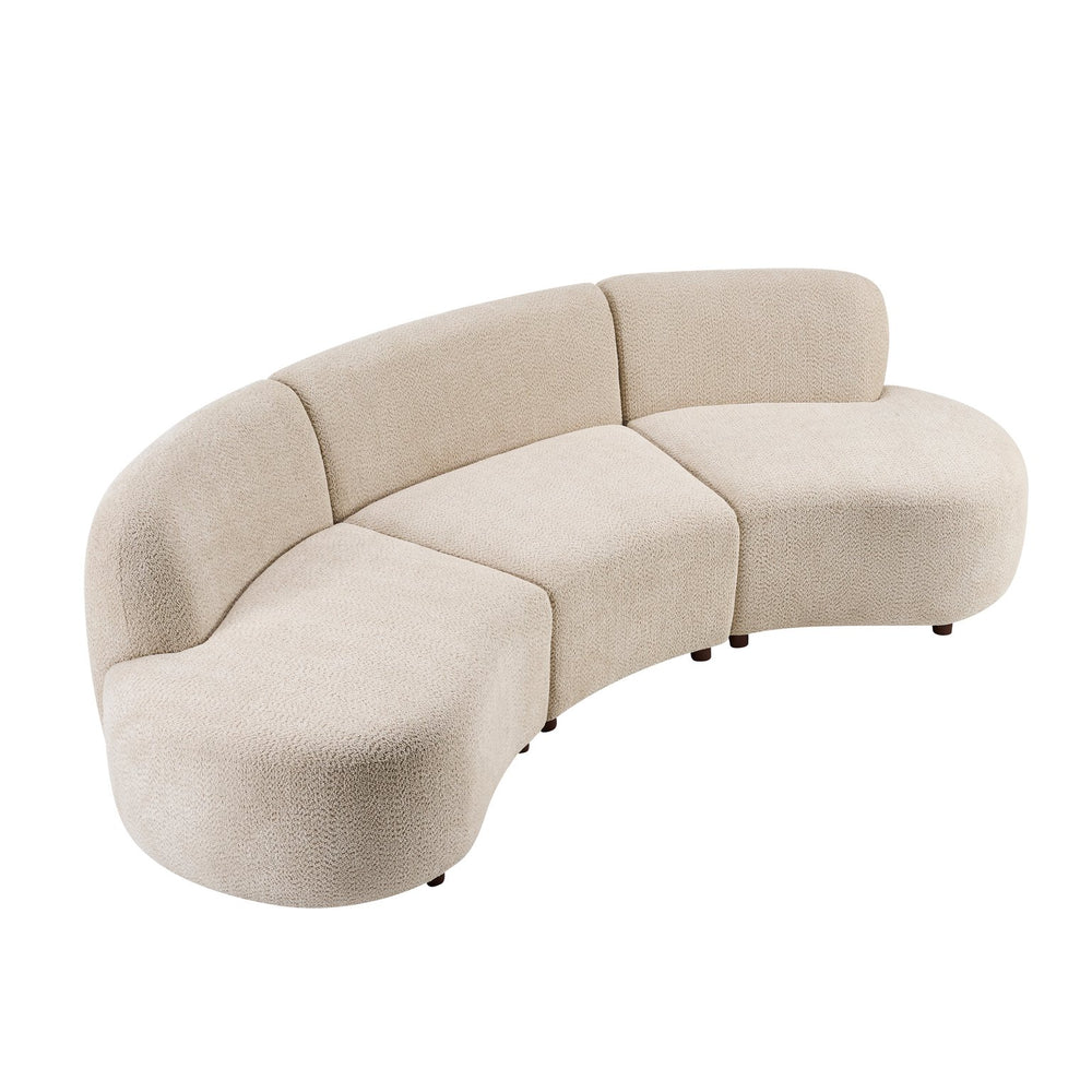 English Elm Cozelle Three Piece Boucle Sectional Curved Cloud Sofa for Modern Living Rooms N773IS00094B