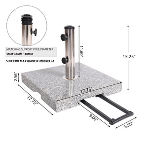 English Elm Christopher Knight Home® - MOJAVE Granite Umbrella Base Natural Grey - Heavy 22" Square Stone Stand, Stainless Pole Support N775P256431N