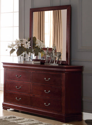 English Elm Louis Philippe Six Drawer Dresser with Brushed Nickel Hardware and Classic Curved Molding Cherry B2726P252752