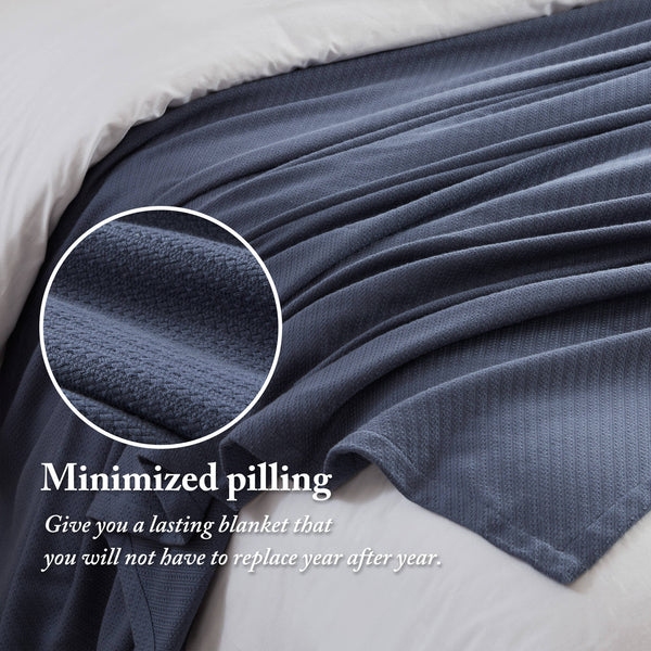 JLA Home Madison Park - Blanket crafted from Liquid Cotton for ultra-soft durability, breathable moisture-wicking, OEKO‑TEX safe comfort Navy MP51N-8379