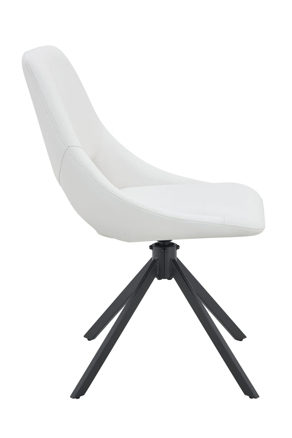 English Elm Dining Chairs Set Of 2 - Elegant Swivel Design With Scratch-Resistant Leather & Metal Frame, White W3493P347179