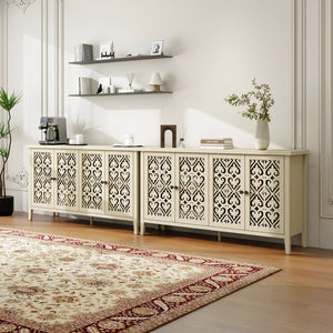 English Elm Hollowed-Out Cabinet With 4 Doors - Stylish American Furniture For Living Room, Bedroom & Study W688P223025