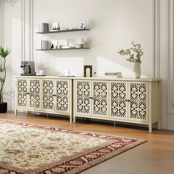 English Elm Hollowed-Out Cabinet With 4 Doors - Stylish American Furniture For Living Room, Bedroom & Study W688P223025