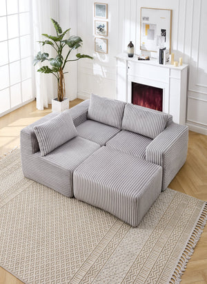 English Elm Modern Minimalist Modular Sectional Sofa – L-Shape Right-Facing Chaise With Deep Seats In Light Gray W2959S00003