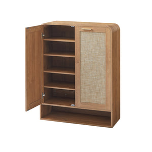 English Elm Rattan Door Shoe Cabinet Six Tier Adjustable Shelving Entryway Storage Organizer Caramel W1820P399463