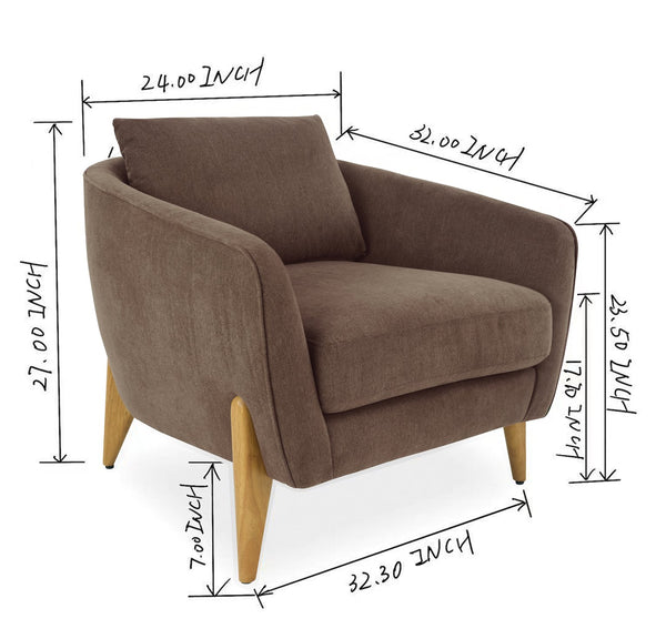 English Elm Accent Armchair Upholstered Low Profile Reading Chair with Lumbar Pillow Modern Living Room Seat Brown W2308P462647