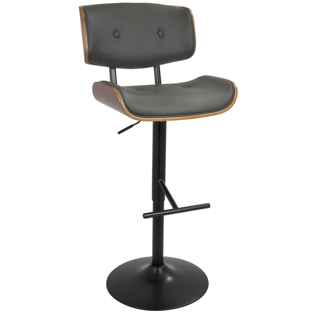 English Elm Mid-century Modern Swivel Barstools Tufted Faux Leather Bentwood Set of Two B202S00954