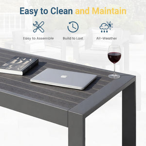 English Elm 43" Outdoor Aluminum Coffee Table with Slatted Wpc Top for Patio Deck Poolside Gray B082P454981