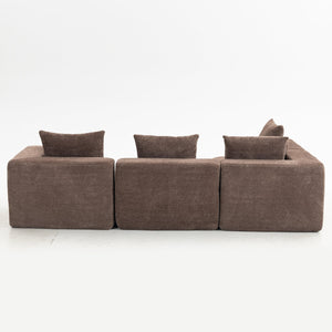 English Elm Modular Low Profile Sectional Sofa Plush Chenille Upholstery for Cozy Living Rooms Brown W3326S00030