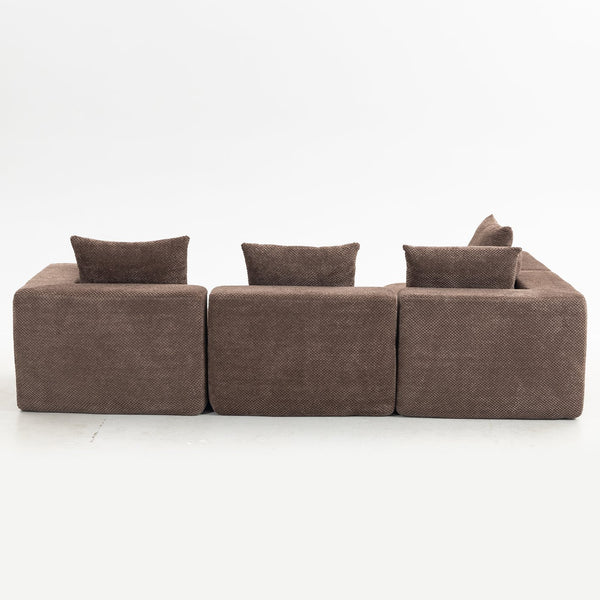English Elm Modular Low Profile Sectional Sofa Plush Chenille Upholstery for Cozy Living Rooms Brown W3326S00030