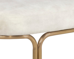 Sunpan Gwen Elegant Oval Bench with Gold Iron Frame - Stylish, Functional Accent for Any Space Nono Cream