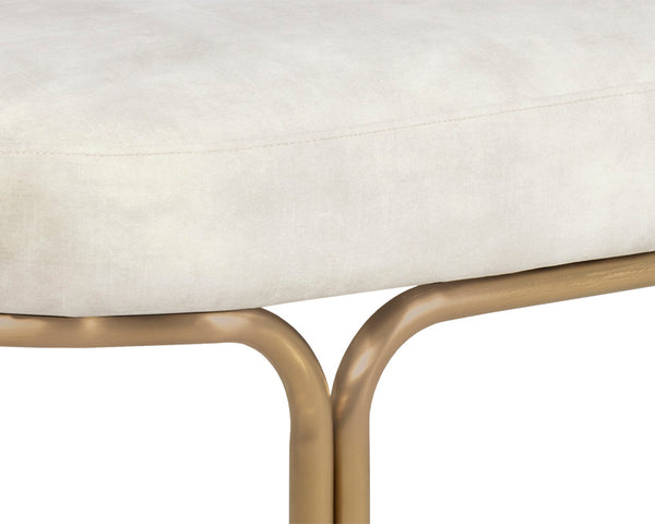 Sunpan Gwen Elegant Oval Bench with Gold Iron Frame - Stylish, Functional Accent for Any Space Nono Cream
