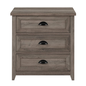 English Elm Walker Edison - Transitional Farmhouse 3-Drawer Nightstand with Framed Faces, Cup Handles, Smooth Glides, Durable MDF Finish Gray Wash 30 L x 22 W x 8 H B185P169301