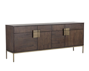 Sunpan Jade Sideboard - Exquisite Acacia Wood with Antique Brass Accents, Ample Storage for Dining Spaces
