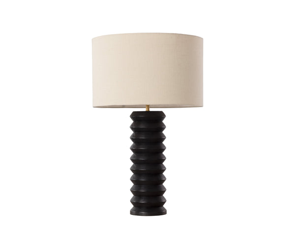 Sunpan Oletto Table Lamp - Modern Design with Wooden Base, Elegant Beige Finish for Any Home Décor Black